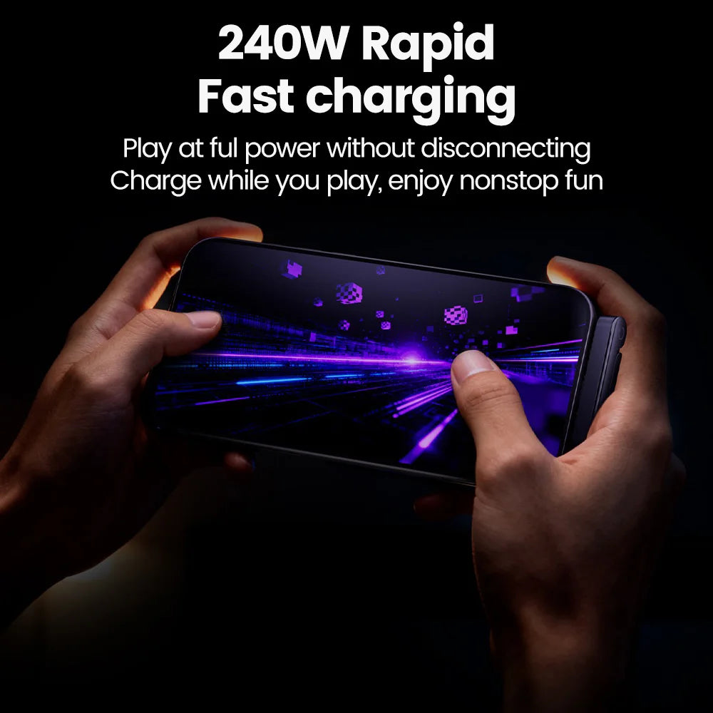 USB-C to USB-C 240W 2-in-1 Fast Charging Cable with Right Angle Connector (Compatible with Xiaomi, Samsung, and OnePlus)