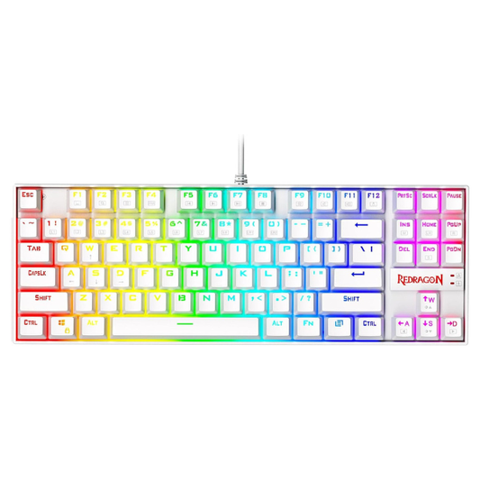 K552 Mechanical Gaming Keyboard 60% Compact 87 Key Kumara Wired Cherry MX Blue Switches Equivalent for Windows PC Gamers (RGB Backlit White)