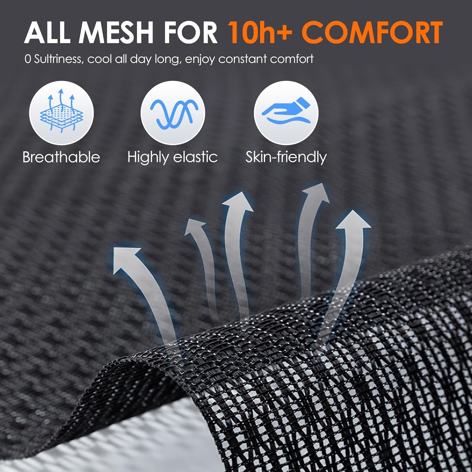 Silla de Oficina Ergonómica de Malla, Reclinable con Reposabrazos Plegables, Cabecera 2D, Asiento Cómodo y Ruedas PU – Negra (GY1108)
