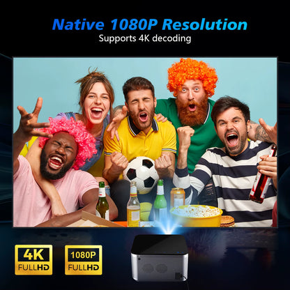 Proyector Smart 4K Full HD 1080P, 580 ANSI, Android 11, Wifi 6, BT 5.0, Control por Voz – Cine en Casa