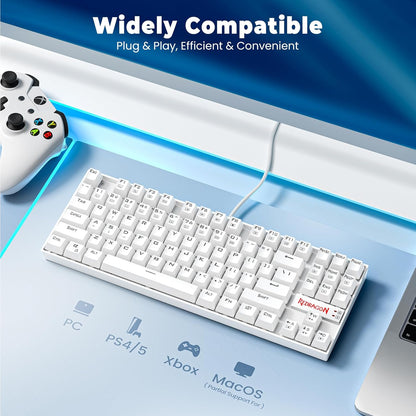 Teclado Mecánico Gamer K552 Compacto 60%, 87 Teclas, Switch Blue, RGB, Blanco, Cableado para PC