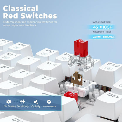 Teclado Mecánico Gamer K552 Compacto 60%, 87 Teclas, Switch Blue, RGB, Blanco, Cableado para PC