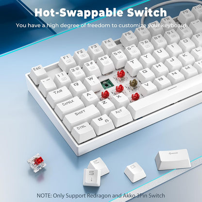 Teclado Mecánico Gamer K552 Compacto 60%, 87 Teclas, Switch Blue, RGB, Blanco, Cableado para PC