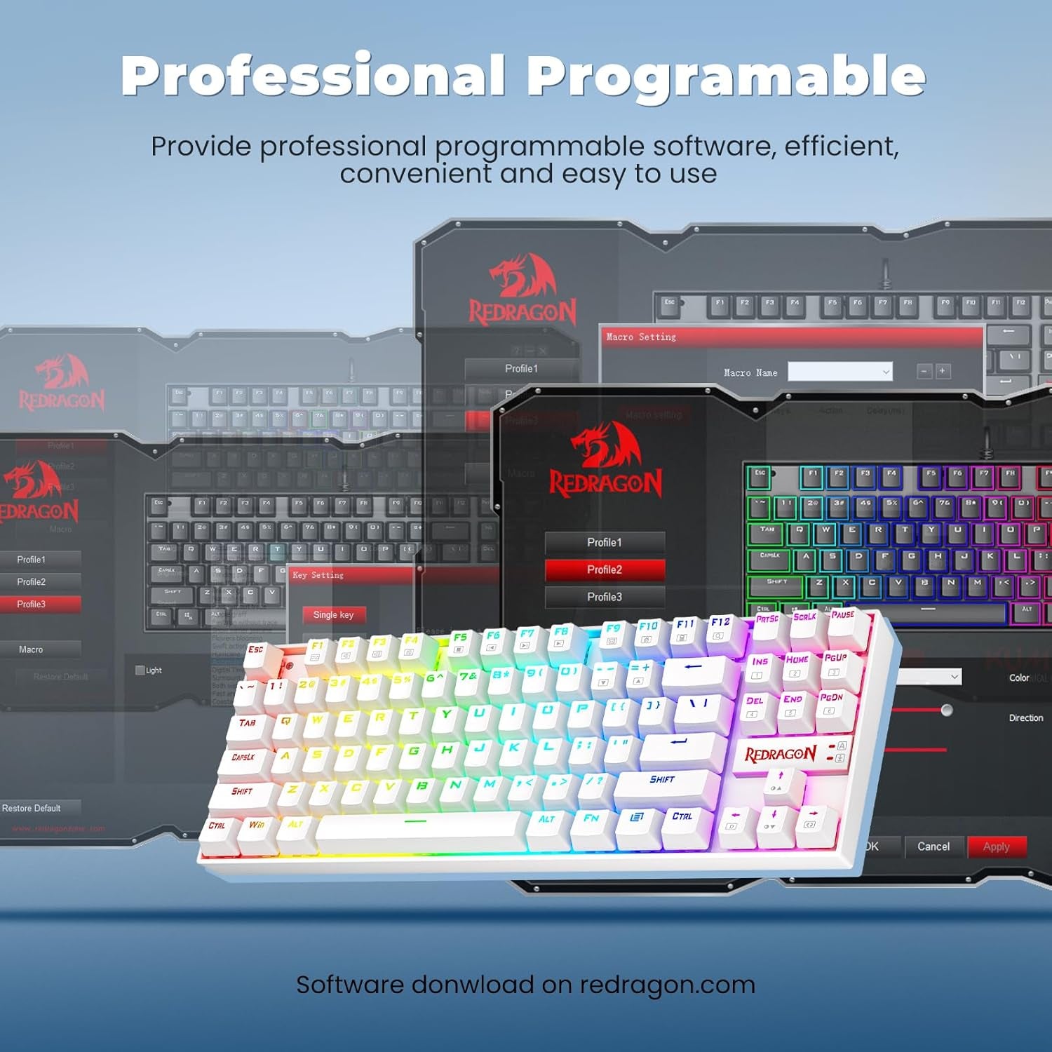 Teclado Mecánico Gamer K552 Compacto 60%, 87 Teclas, Switch Blue, RGB, Blanco, Cableado para PC